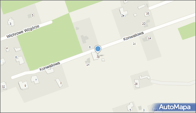 Jakubowice Konińskie-Kolonia, Konwaliowa, 1g, mapa Jakubowice Konińskie-Kolonia