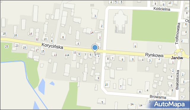 Janów, Korycińska, 3, mapa Janów
