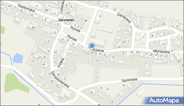 Janowiec, Kościelna, 3, mapa Janowiec