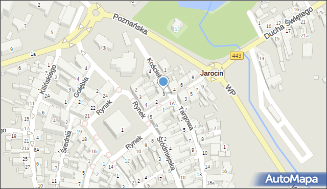Jarocin, Kościelna, 3, mapa Jarocin