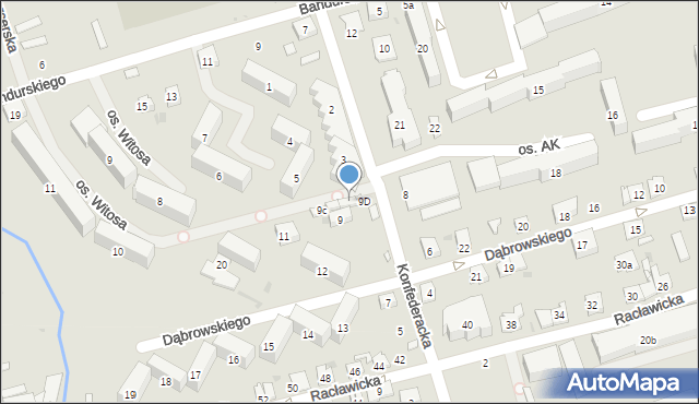 Jarosław, Konfederacka, 9a, mapa Jarosławia