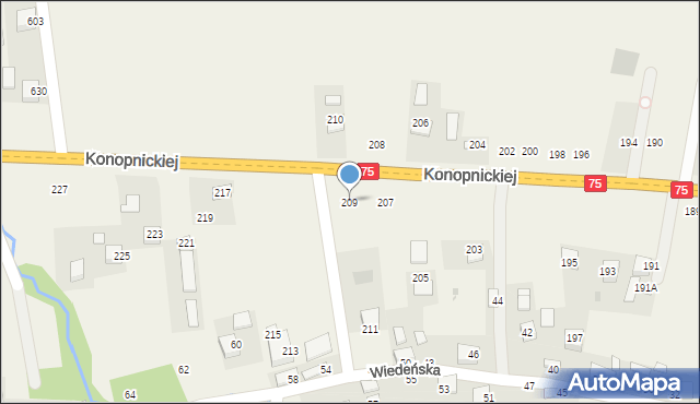 Jasień, Konopnickiej Marii, 209, mapa Jasień