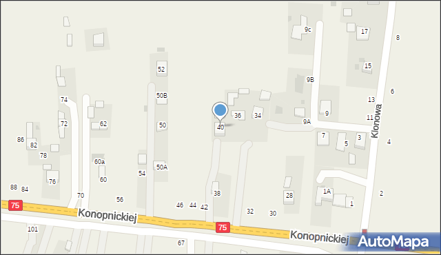 Jasień, Konopnickiej Marii, 40, mapa Jasień