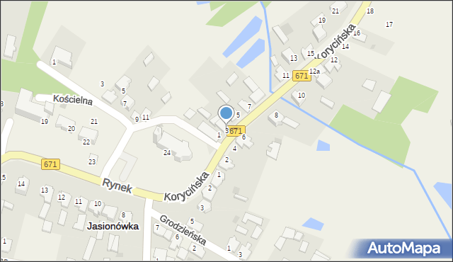 Jasionówka, Korycińska, 3, mapa Jasionówka