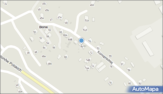 Jasło, Konopnickiej Marii, 70, mapa Jasła