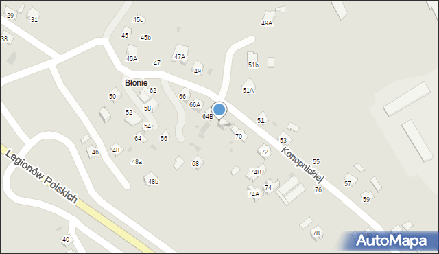 Jasło, Konopnickiej Marii, 70A, mapa Jasła