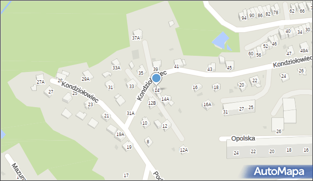 Jastrzębie-Zdrój, Kondziołowiec, 14, mapa Jastrzębie-Zdrój