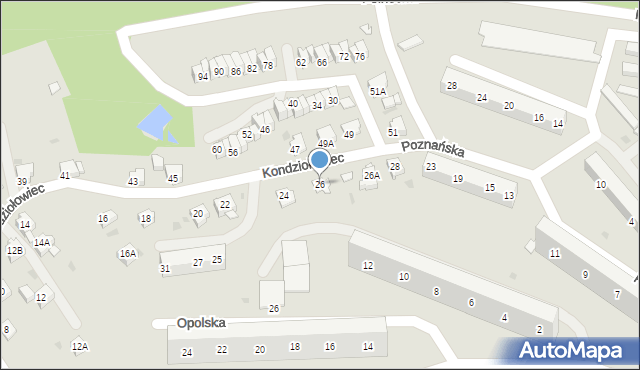 Jastrzębie-Zdrój, Kondziołowiec, 26, mapa Jastrzębie-Zdrój