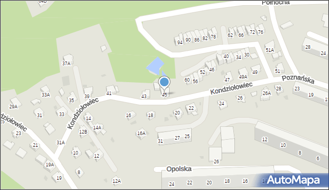 Jastrzębie-Zdrój, Kondziołowiec, 45, mapa Jastrzębie-Zdrój