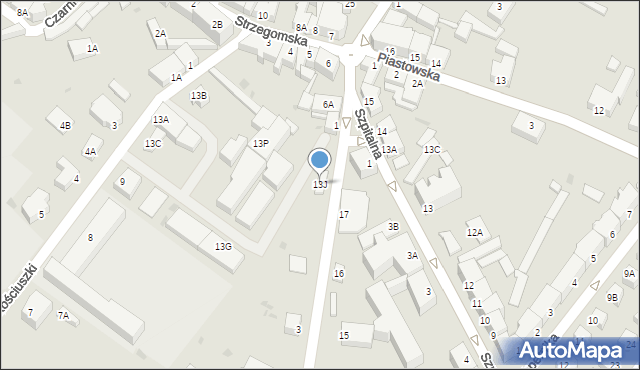 Jawor, Kościuszki Tadeusza, gen., 13J, mapa Jawor