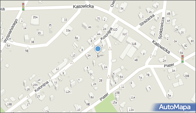 Jaworzno, Kolonijna, 3b, mapa Jaworzno