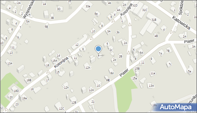 Jaworzno, Kolonijna, 7, mapa Jaworzno