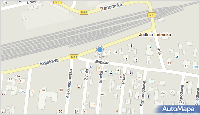 Jedlnia-Letnisko, Kolejowa, 7A, mapa Jedlnia-Letnisko