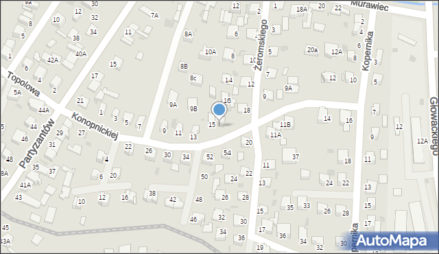 Jędrzejów, Konopnickiej Marii, 17, mapa Jędrzejów