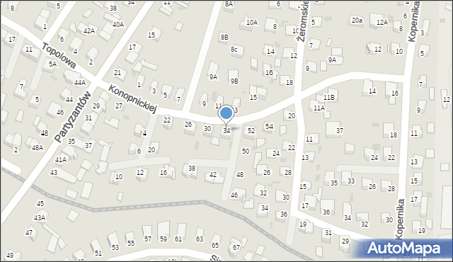 Jędrzejów, Konopnickiej Marii, 34, mapa Jędrzejów