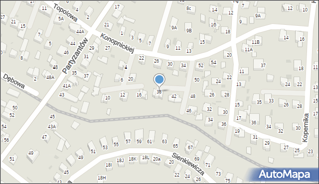 Jędrzejów, Konopnickiej Marii, 38, mapa Jędrzejów