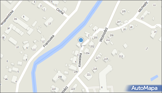 Jelenia Góra, Kowalska, 3, mapa Jelenia Góra
