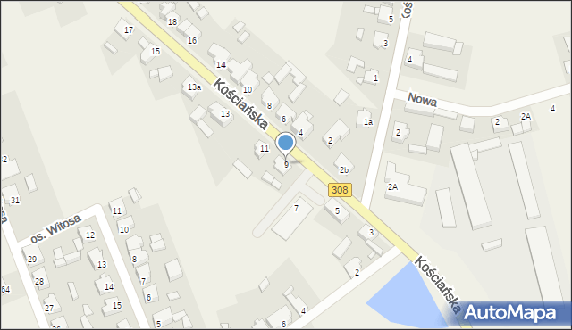 Jerka, Kościańska, 9, mapa Jerka