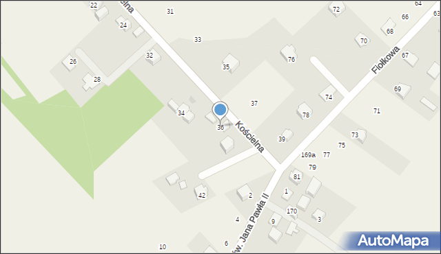 Jerzmanowice, Kościelna, 36, mapa Jerzmanowice