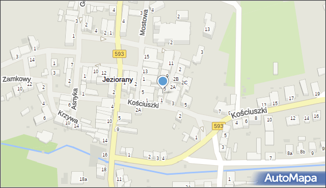 Jeziorany, Kościelna, 3, mapa Jeziorany