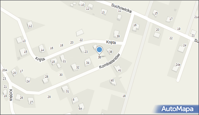 Jordanów Śląski, Kombatantów, 36, mapa Jordanów Śląski