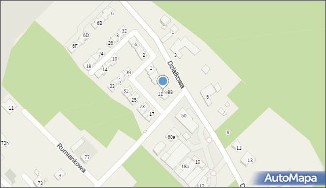 Józefosław, Korzystna, 13, mapa Józefosław