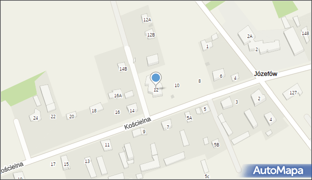 Józefów, Kościelna, 12, mapa Józefów