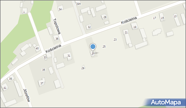 Józefów, Kościelna, 27, mapa Józefów