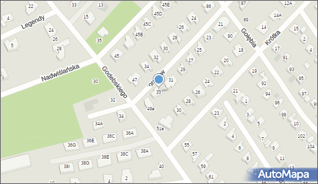 Józefów, Kormoranów, 33, mapa Józefów