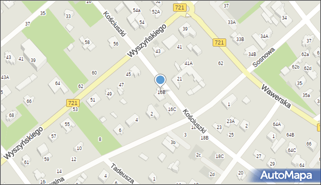 Józefów, Kościuszki Tadeusza, gen., 16B, mapa Józefów