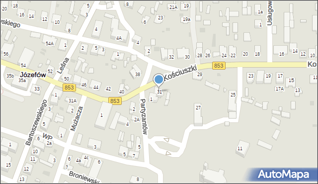 Józefów, Kościuszki Tadeusza, gen., 31, mapa Józefów