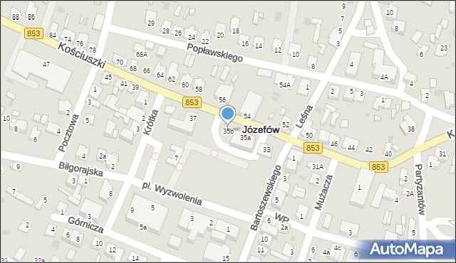 Józefów, Kościuszki Tadeusza, gen., 35b, mapa Józefów