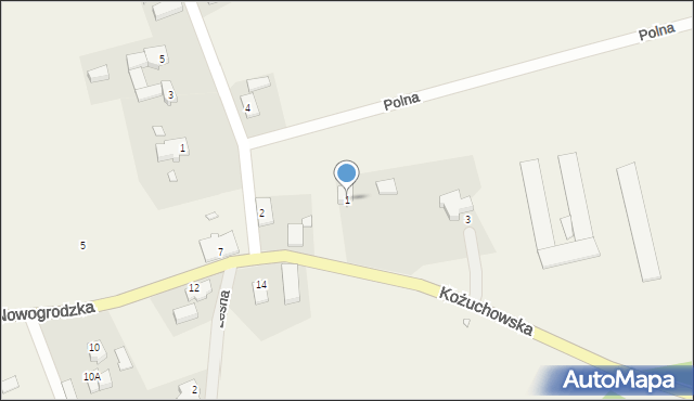 Kaczenice, Kożuchowska, 1, mapa Kaczenice