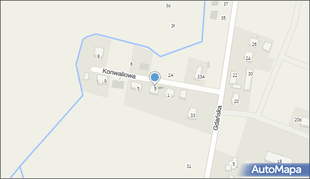 Kaczki, Konwaliowa, 3, mapa Kaczki