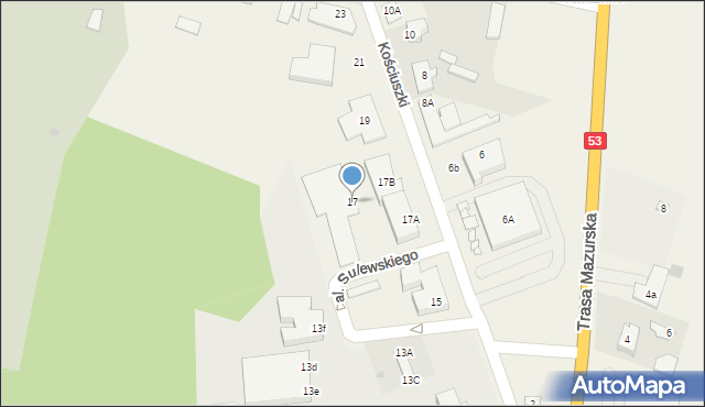 Kadzidło, Kościuszki Tadeusza, gen., 17, mapa Kadzidło