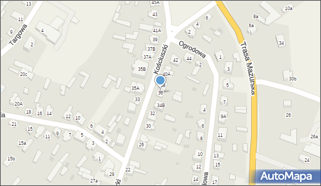 Kadzidło, Kościuszki Tadeusza, gen., 36, mapa Kadzidło