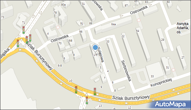 Kalisz, Kolejowa, 1-5, mapa Kalisza