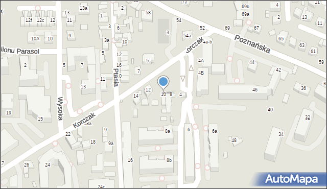 Kalisz, Korczak, 10, mapa Kalisza