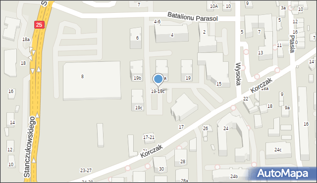 Kalisz, Korczak, 19-19c, mapa Kalisza