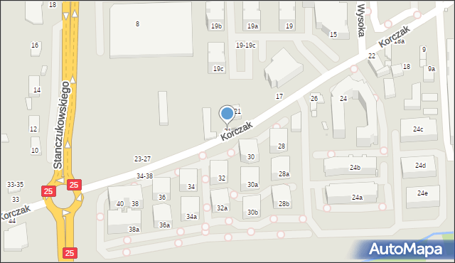 Kalisz, Korczak, 21, mapa Kalisza