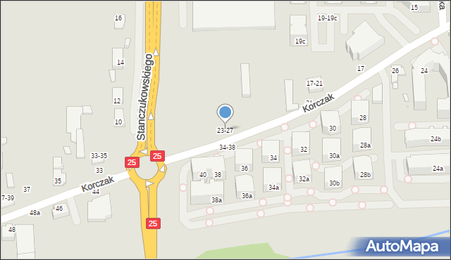 Kalisz, Korczak, 23-27, mapa Kalisza