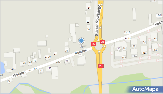 Kalisz, Korczak, 33, mapa Kalisza