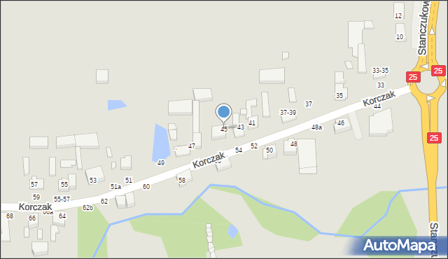 Kalisz, Korczak, 45, mapa Kalisza