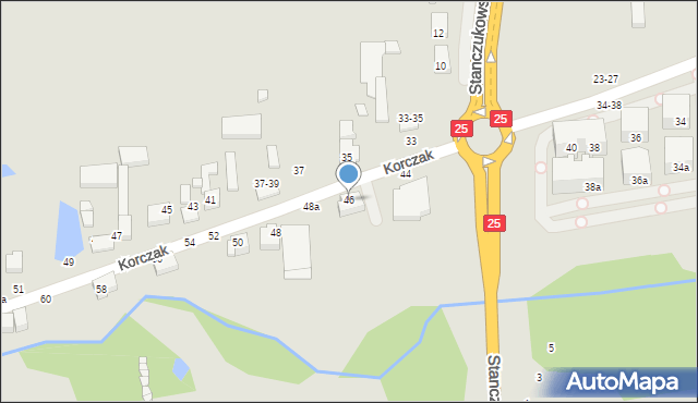 Kalisz, Korczak, 46, mapa Kalisza