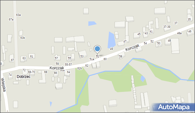 Kalisz, Korczak, 51, mapa Kalisza