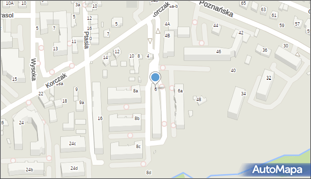 Kalisz, Korczak, 6, mapa Kalisza
