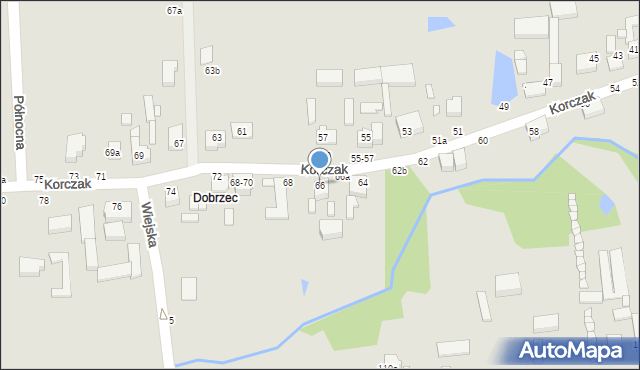 Kalisz, Korczak, 66, mapa Kalisza