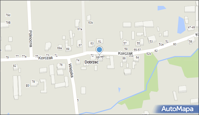 Kalisz, Korczak, 68-70, mapa Kalisza