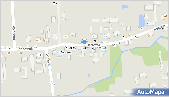 Kalisz, Korczak, 68, mapa Kalisza