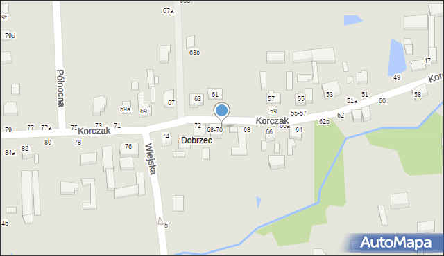 Kalisz, Korczak, 70, mapa Kalisza